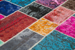 Kırk Yama Pembe Patchwork Pamuk Yün El Dokuma Halısı 255x346 Agacan