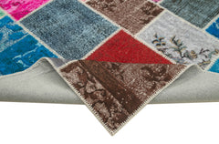 Kırk Yama Pembe Patchwork Pamuk Yün El Dokuma Halısı 255x346 Agacan