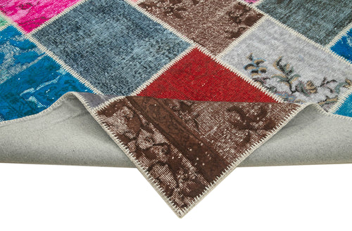 Kırk Yama Pembe Patchwork Pamuk Yün El Dokuma Halısı 255x346 Agacan