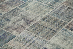 Kırk Yama Mavi Patchwork Pamuk Yün El Dokuma Halısı 251x355 Agacan