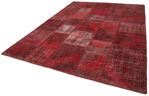 Kırk Yama Kırmızı Patchwork Pamuk Yün El Dokuma Halısı 250x352 Agacan