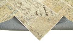 Kırk Yama Bej Patchwork Pamuk Yün El Dokuma Halısı 170x241 Agacan