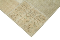 Kırk Yama Bej Patchwork Pamuk Yün El Dokuma Halısı 175x248 Agacan