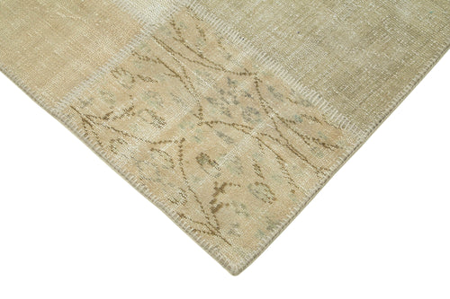 Kırk Yama Bej Patchwork Pamuk Yün El Dokuma Halısı 175x248 Agacan