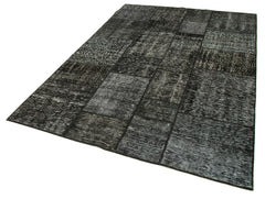 Kırk Yama Siyah Patchwork Pamuk Yün El Dokuma Halısı 171x242 Agacan