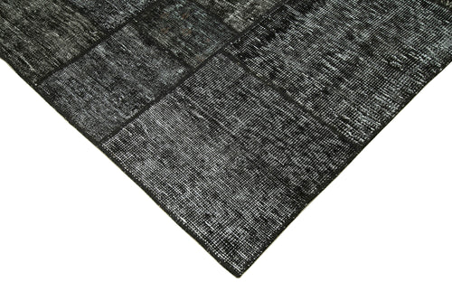 Kırk Yama Siyah Patchwork Pamuk Yün El Dokuma Halısı 171x242 Agacan
