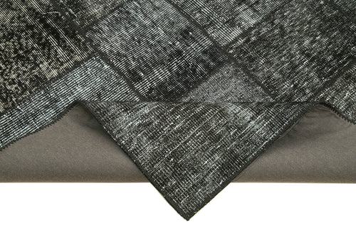 Kırk Yama Siyah Patchwork Pamuk Yün El Dokuma Halısı 171x242 Agacan