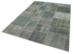 Kırk Yama Gri Patchwork Pamuk Yün El Dokuma Halısı 170x239 Agacan