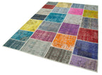 Kırk Yama Pembe Patchwork Pamuk Yün El Dokuma Halısı 172x240 Agacan