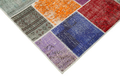 Kırk Yama Pembe Patchwork Pamuk Yün El Dokuma Halısı 172x240 Agacan