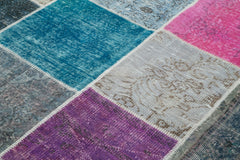 Kırk Yama Pembe Patchwork Pamuk Yün El Dokuma Halısı 172x240 Agacan