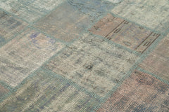 Kırk Yama Mavi Patchwork Pamuk Yün El Dokuma Halısı 177x246 Agacan