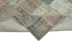 Kırk Yama Mavi Patchwork Pamuk Yün El Dokuma Halısı 177x246 Agacan