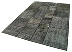 Kırk Yama Siyah Patchwork Pamuk Yün El Dokuma Halısı 172x240 Agacan