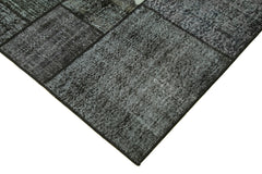 Kırk Yama Siyah Patchwork Pamuk Yün El Dokuma Halısı 172x240 Agacan
