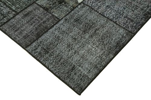 Kırk Yama Siyah Patchwork Pamuk Yün El Dokuma Halısı 172x240 Agacan