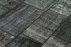 Kırk Yama Siyah Patchwork Pamuk Yün El Dokuma Halısı 172x240 Agacan