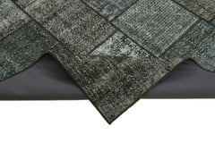 Kırk Yama Siyah Patchwork Pamuk Yün El Dokuma Halısı 172x240 Agacan