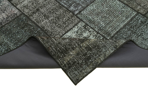 Kırk Yama Siyah Patchwork Pamuk Yün El Dokuma Halısı 172x240 Agacan