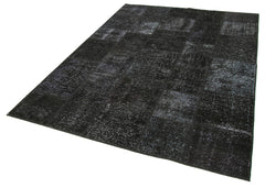 Kırk Yama Siyah Patchwork Pamuk Yün El Dokuma Halısı 173x242 Agacan