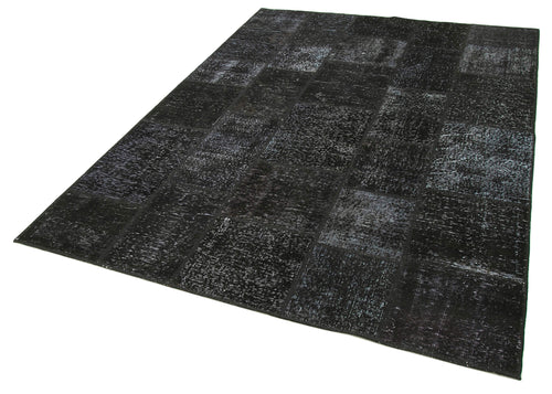 Kırk Yama Siyah Patchwork Pamuk Yün El Dokuma Halısı 173x242 Agacan