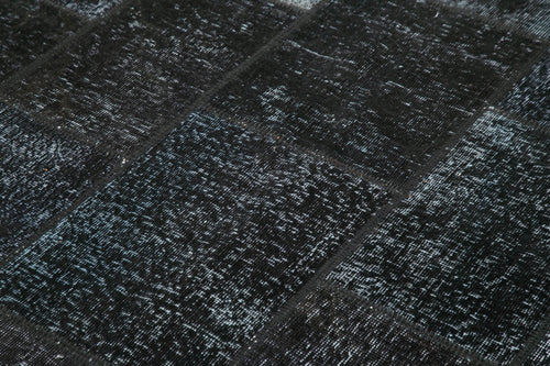 Kırk Yama Siyah Patchwork Pamuk Yün El Dokuma Halısı 173x242 Agacan