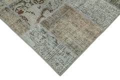 Kırk Yama Gri Patchwork Pamuk Yün El Dokuma Halısı 170x240 Agacan