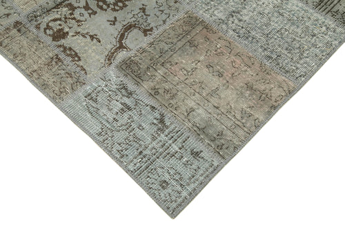 Kırk Yama Gri Patchwork Pamuk Yün El Dokuma Halısı 170x240 Agacan