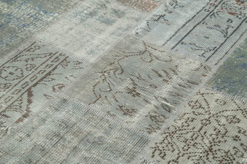 Kırk Yama Gri Patchwork Pamuk Yün El Dokuma Halısı 170x240 Agacan