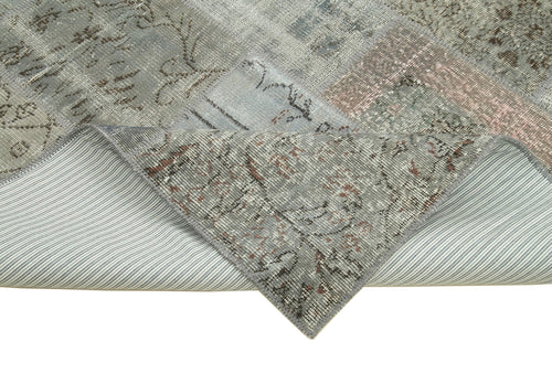Kırk Yama Gri Patchwork Pamuk Yün El Dokuma Halısı 170x240 Agacan