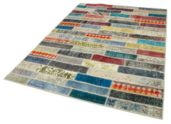 Kırk Yama Pembe Patchwork Pamuk Yün El Dokuma Halısı 166x233 Agacan