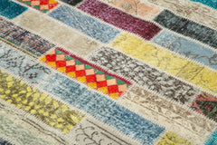Kırk Yama Pembe Patchwork Pamuk Yün El Dokuma Halısı 166x233 Agacan