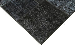 Kırk Yama Siyah Patchwork Pamuk Yün El Dokuma Halısı 170x243 Agacan