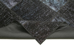 Kırk Yama Siyah Patchwork Pamuk Yün El Dokuma Halısı 170x243 Agacan