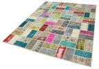 Kırk Yama Pembe Patchwork Pamuk Yün El Dokuma Halısı 176x230 Agacan