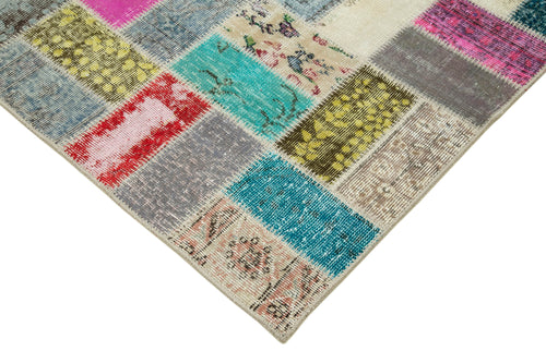 Kırk Yama Pembe Patchwork Pamuk Yün El Dokuma Halısı 176x230 Agacan