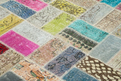 Kırk Yama Pembe Patchwork Pamuk Yün El Dokuma Halısı 176x230 Agacan