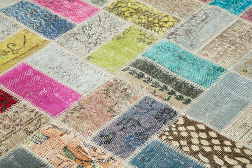 Kırk Yama Pembe Patchwork Pamuk Yün El Dokuma Halısı 176x230 Agacan