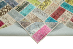 Kırk Yama Pembe Patchwork Pamuk Yün El Dokuma Halısı 176x230 Agacan