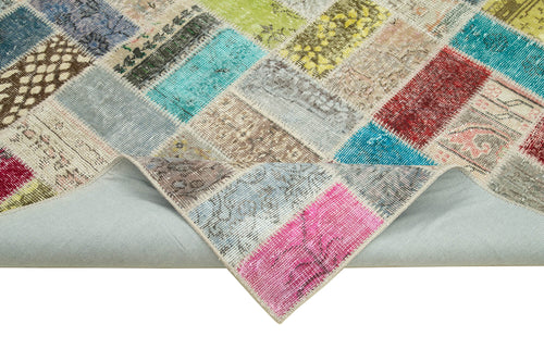 Kırk Yama Pembe Patchwork Pamuk Yün El Dokuma Halısı 176x230 Agacan