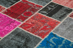 Kırk Yama Pembe Patchwork Pamuk Yün El Dokuma Halısı 236x302 Agacan