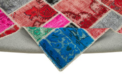 Kırk Yama Pembe Patchwork Pamuk Yün El Dokuma Halısı 236x302 Agacan