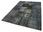 Kırk Yama Siyah Patchwork Pamuk Yün El Dokuma Halısı 171x246 Agacan