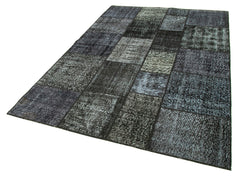 Kırk Yama Siyah Patchwork Pamuk Yün El Dokuma Halısı 171x246 Agacan