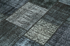 Kırk Yama Siyah Patchwork Pamuk Yün El Dokuma Halısı 171x246 Agacan