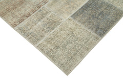 Kırk Yama Gri Patchwork Pamuk Yün El Dokuma Halısı 173x244 Agacan