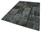 Kırk Yama Siyah Patchwork Pamuk Yün El Dokuma Halısı 171x240 Agacan