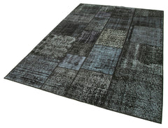 Kırk Yama Siyah Patchwork Pamuk Yün El Dokuma Halısı 171x240 Agacan