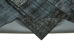 Kırk Yama Siyah Patchwork Pamuk Yün El Dokuma Halısı 171x240 Agacan