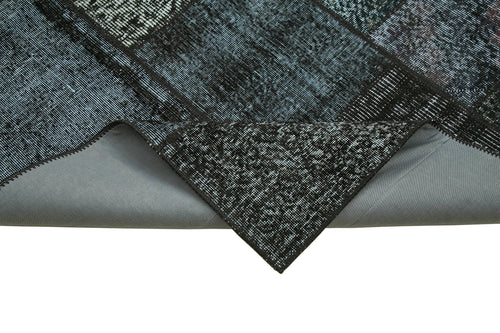 Kırk Yama Siyah Patchwork Pamuk Yün El Dokuma Halısı 171x240 Agacan